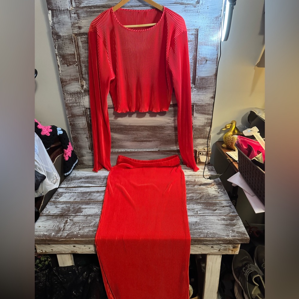 SHEIN Vibrant Red Skirt Set